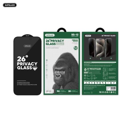 Защитное стекло SupGlass SG-12 Full Screen Coverage 26° Privacy Glass iP 17 Air (6.6) для iPhone 17 Air (6.6)
