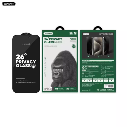 Защитное стекло SupGlass SG-12 Full Screen Coverage 26° Privacy Glass For Samsung S26 Plus
